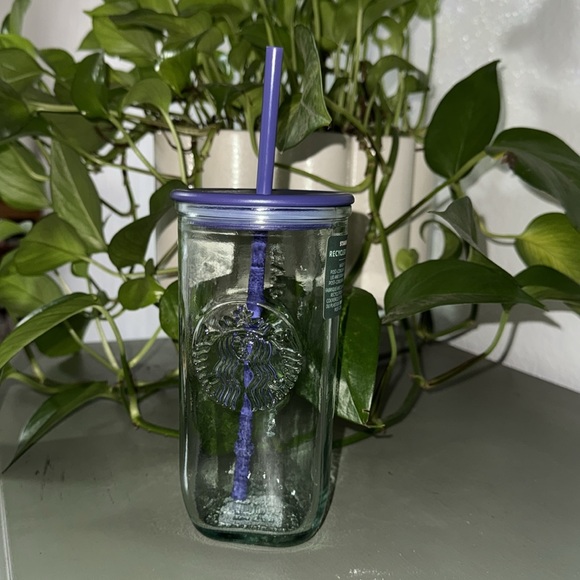Starbucks Other - Starbucks recycled glass tumbler with purple Lid